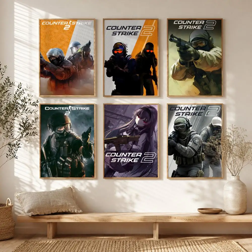 Shooter Game C-Counter-Strike 2 Poster All-match HD Waterproof Self-Adhesive Wall Art Sticker For Home Bedroom