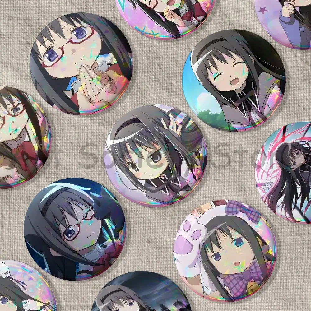 P-Puella Magi Akemi H-Homura Brooches for Backpack Accessories 25mm,32mm,48mm,58mm,75mm Round Enamel Pins Cartoon Badge