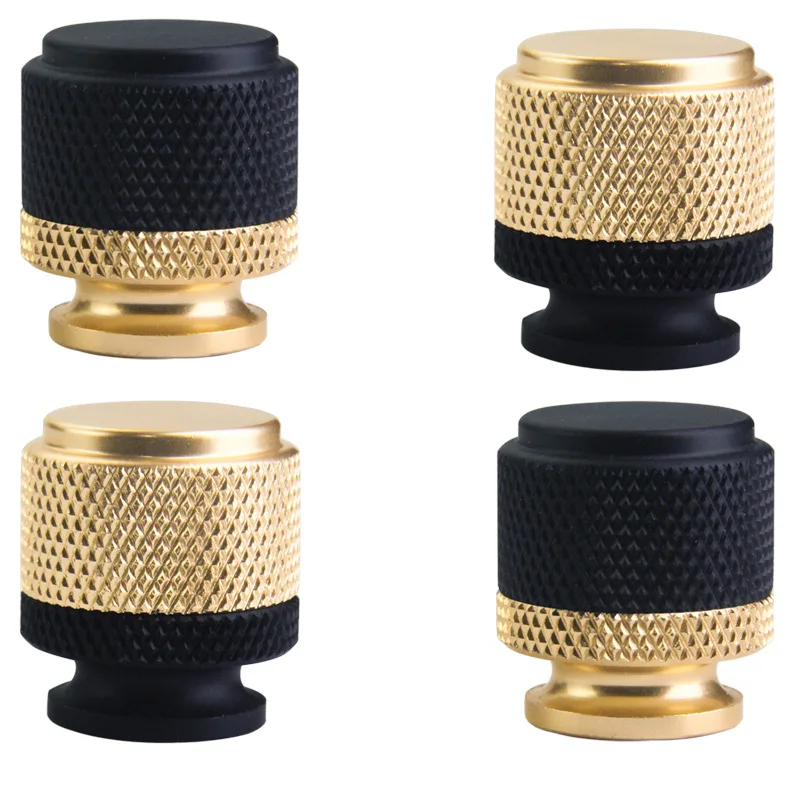 BCD-Modern Simple Cabinet Pulls Aluminum Alloy Single Hole Gold Wardrobe Door Round Furniture Hardware Cabinet Drawer Handle