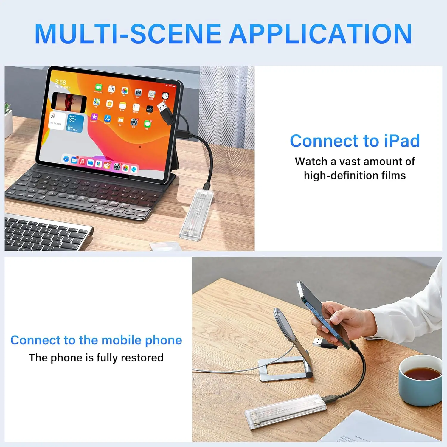 M.2 SSD Case NVME Hard Disk Box Type C USB 3.1 Transparent External SSD Case For 2230 2242 2260 2280 NGME M.2 Harddisk Case