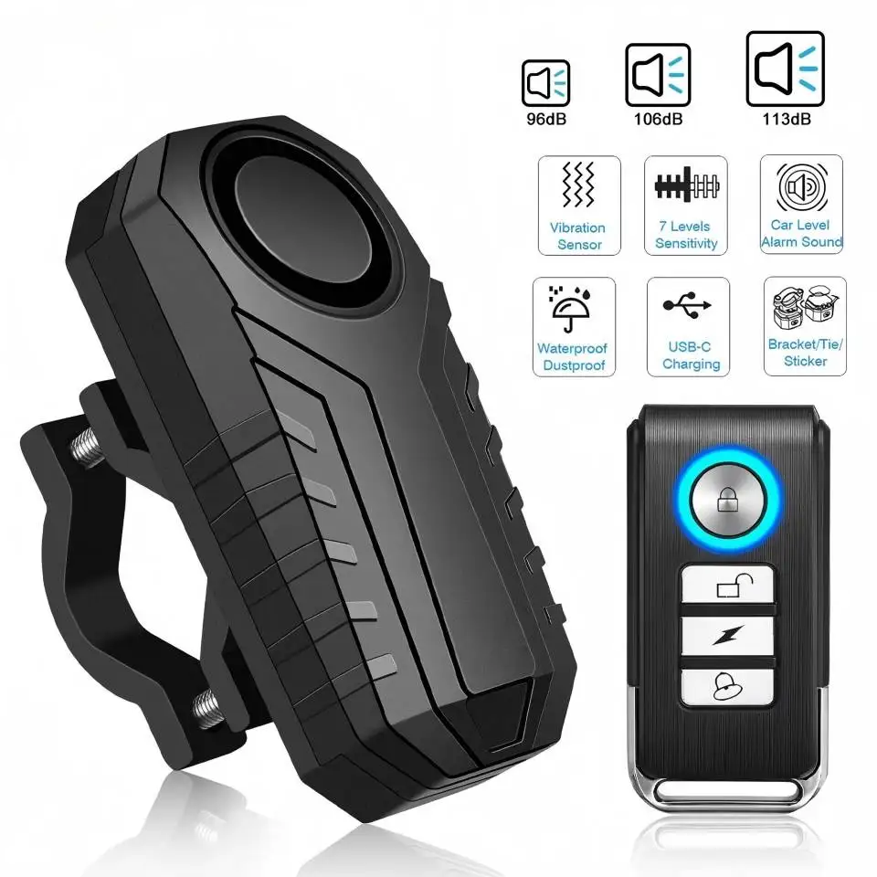Bike Anti-Theft Alarm SF22R Wireless Remote Control Motorbike Alarm System Kits Outdoor Security Protection Vehicle Positioning