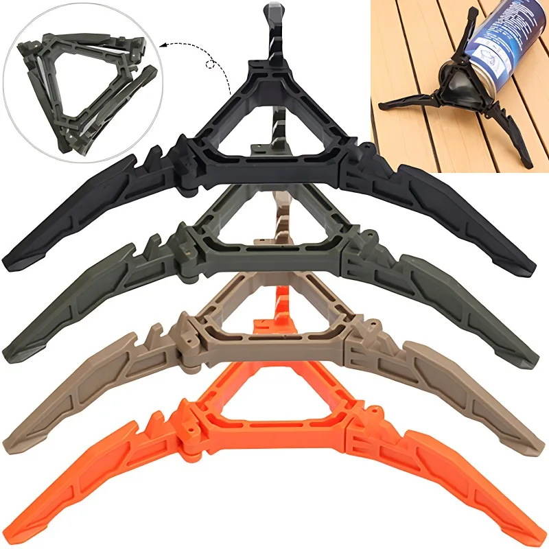 Nylon Gas Canister Stand Foldable Outdoor Gas Tank Bracket Camping Stove Bottle Stand Universal Tripod Folding Canister Stand