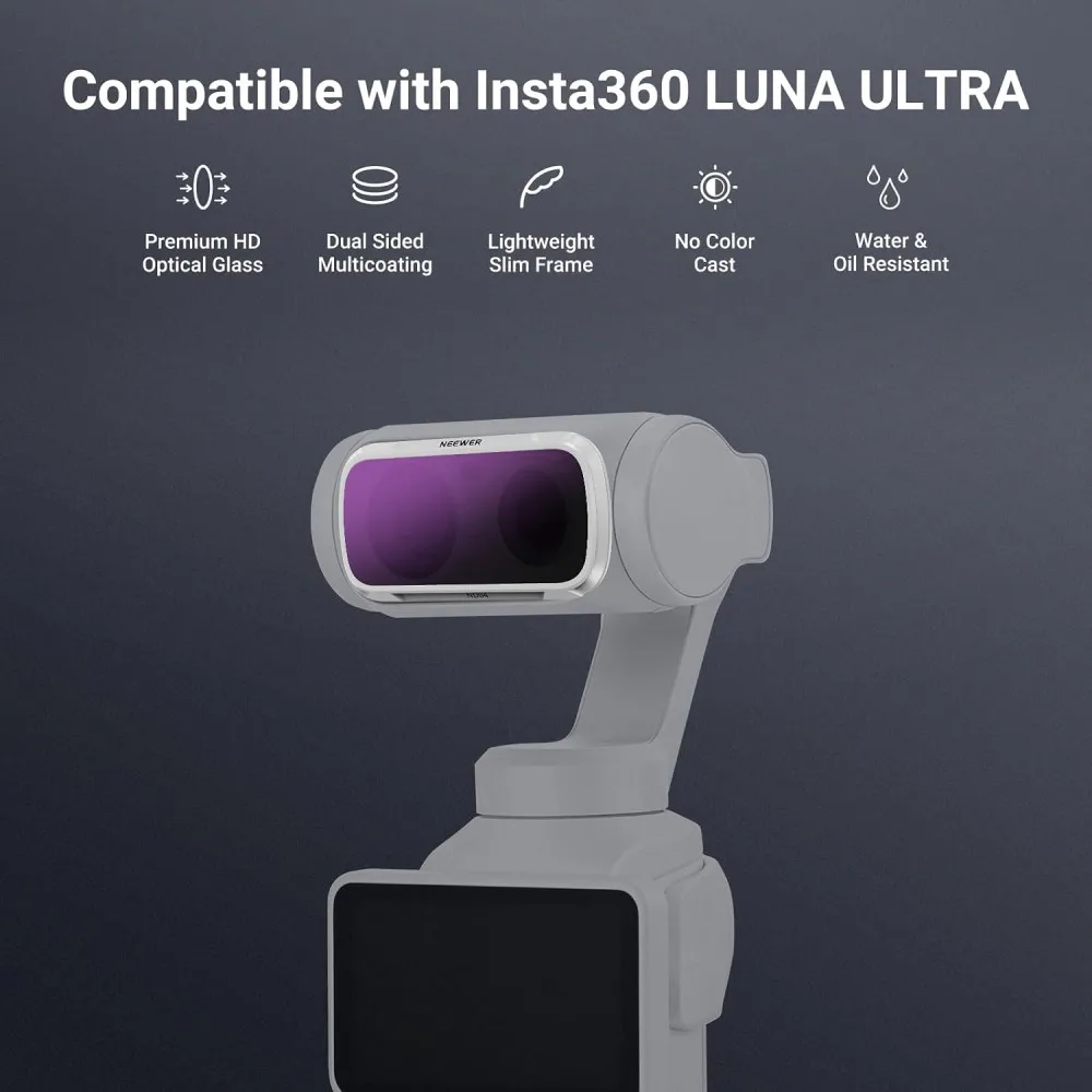 Neewer Cpl+Nd Filter Set Compatible with Insta360 Luna Ultra Only Circular Polarizer Neutral Density Nd16 Nd64 Nd256