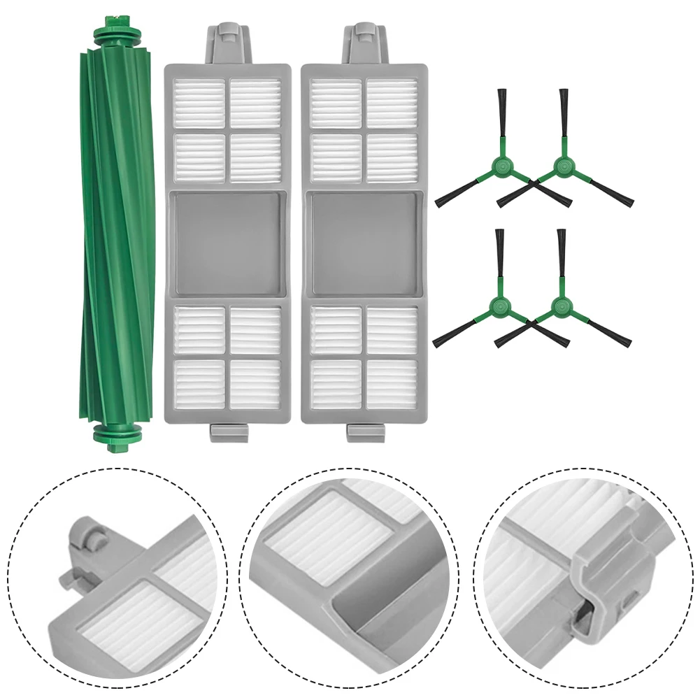 Replacement Main Brush + 4 Side Brushes + 2 Filtersi For Robot-Roomba 205 Dust Compactor Combo= Vacuum Replacement Accessories