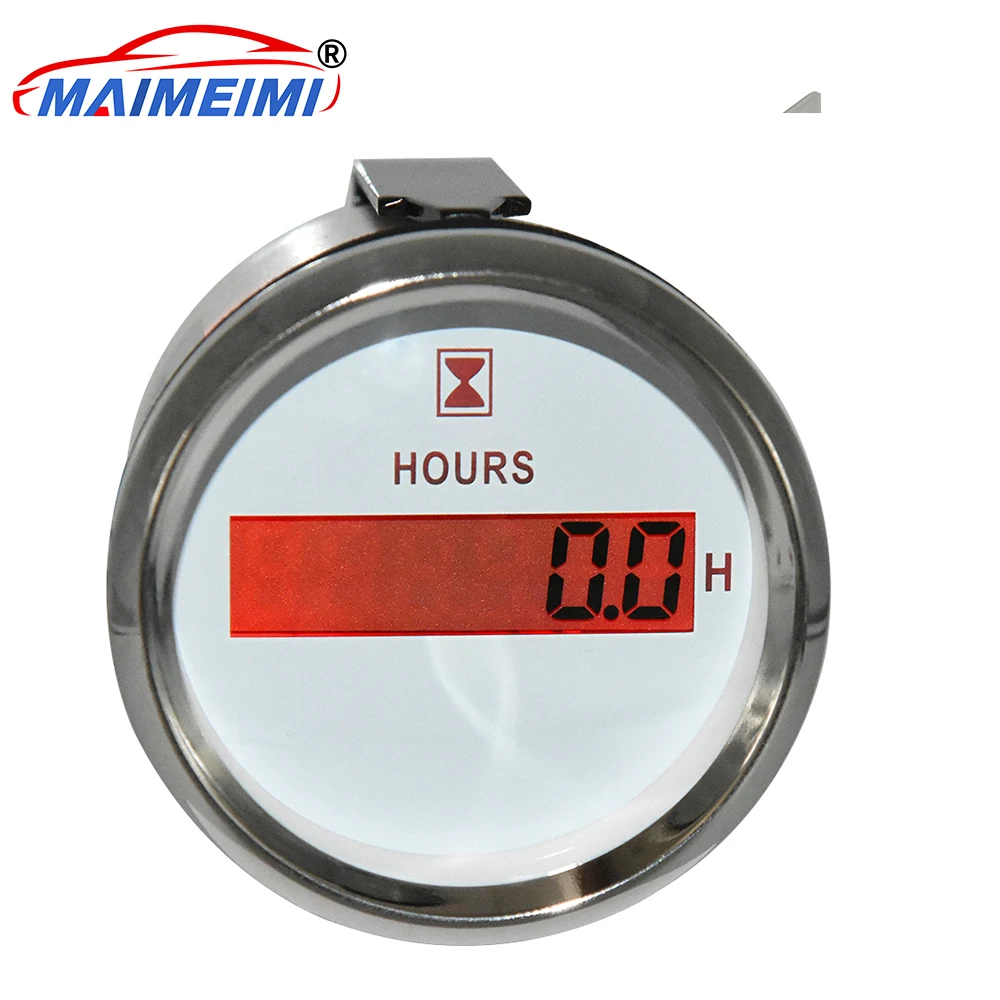 

Universal 52mm Digital Hour Meter Gauge with Red Backlight Waterproof 0-99999.9H Clock Gauge 9-32V for Car Trucks Boat