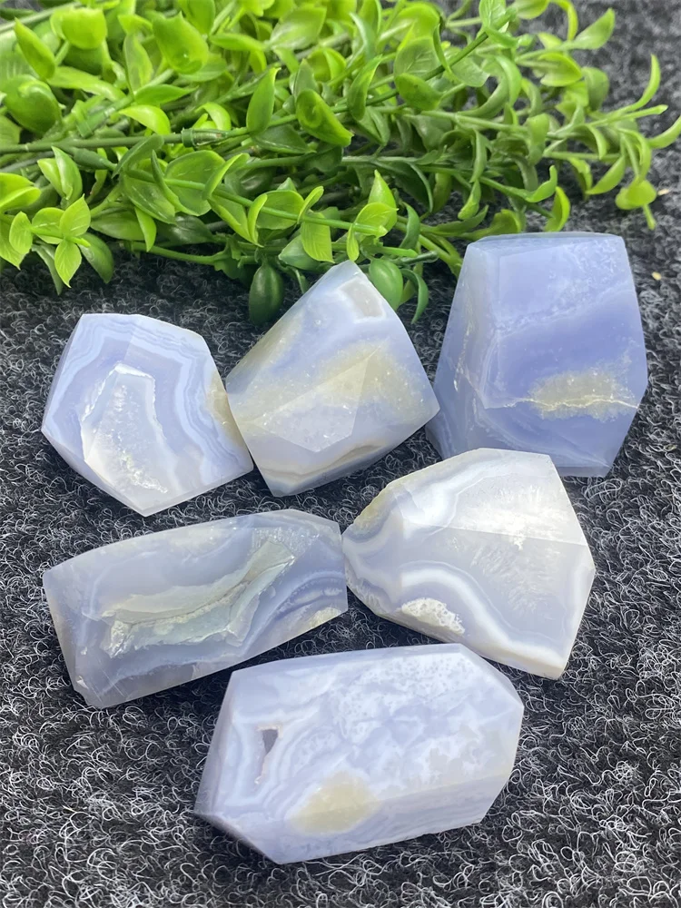 Natural Mineral Blue Lace Polyhedron Agate Healing Reiki Irregular Stones Festival Gift Fish Tank Home Decoration