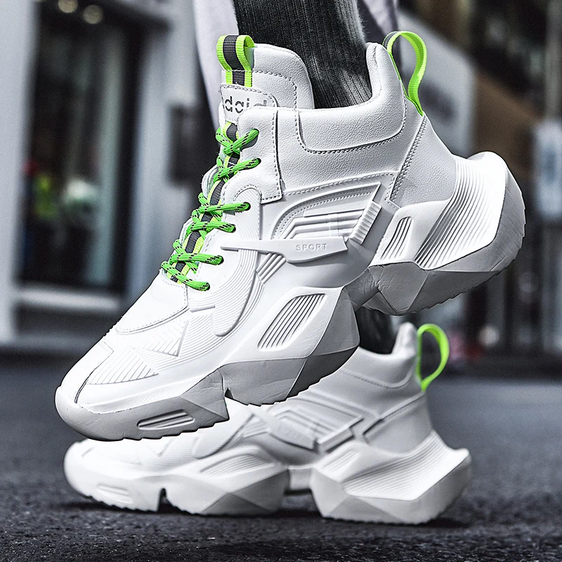 2023 autunno New High-top White Sneakers da uomo Chunky scarpe da uomo aumenta la moda Casual Plus Size Zapatillas smorzamento scarpe da Tennis