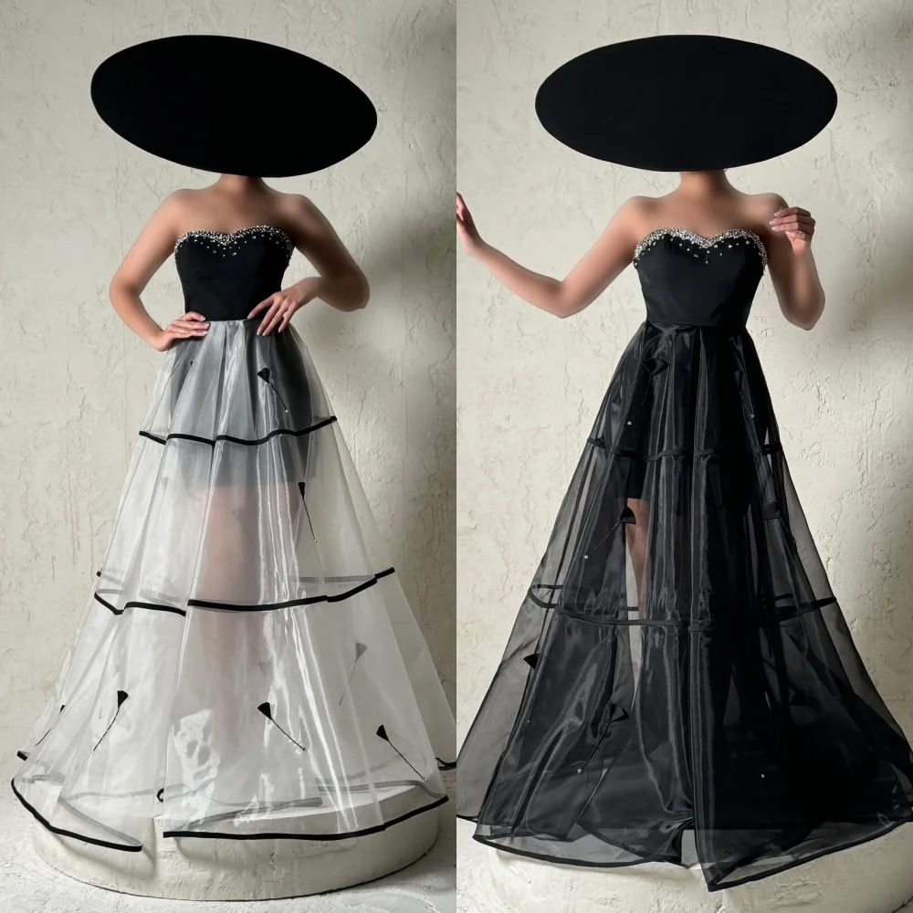 

Customized Modern Style Fashion Organza Rhinestone Pleat A-line Strapless Long Dresses Bespoke Occasion Dresses Matching Formal