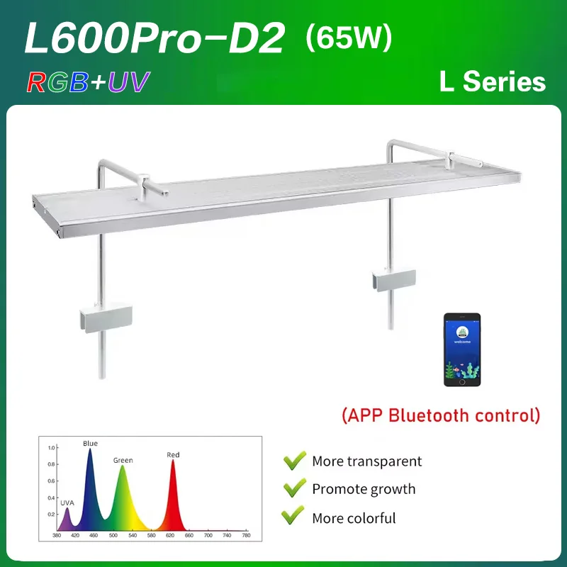 WEEK AQUA L Series,  Aquarium LED Grow Lamp for Plants, App Control, Aquariums Equipment Lighting, RGB + UV,Adjustable width