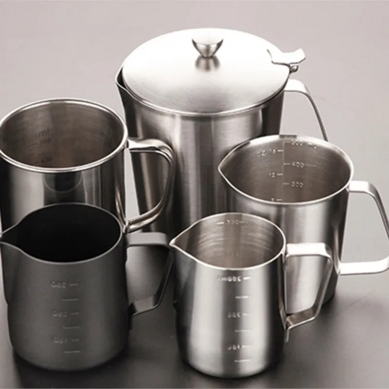 1PC 350-1000/2000ml Lab 304 Stainless Steel Lab Beaker Measuring Cups Graduated Liquid Metal Tools With Inner Scale and Cover