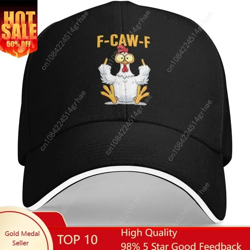 

F-Caw-F Chicken Hat Fcawf Humor Rooster Novelty Farmhouse Baseball Hat F-Caw-F Funny Chicken Trucker Hats Black