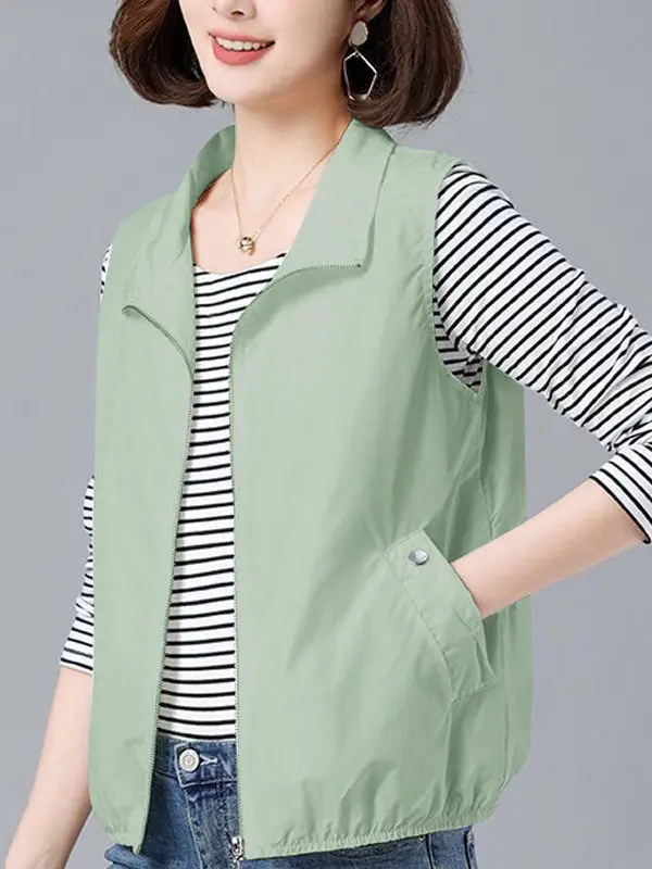 

plus Size Summer Vest for Plump Mothers Trendy Loose Slimming Sleeveless Jacket High Waist Korean Style Commute Casual Polyes...