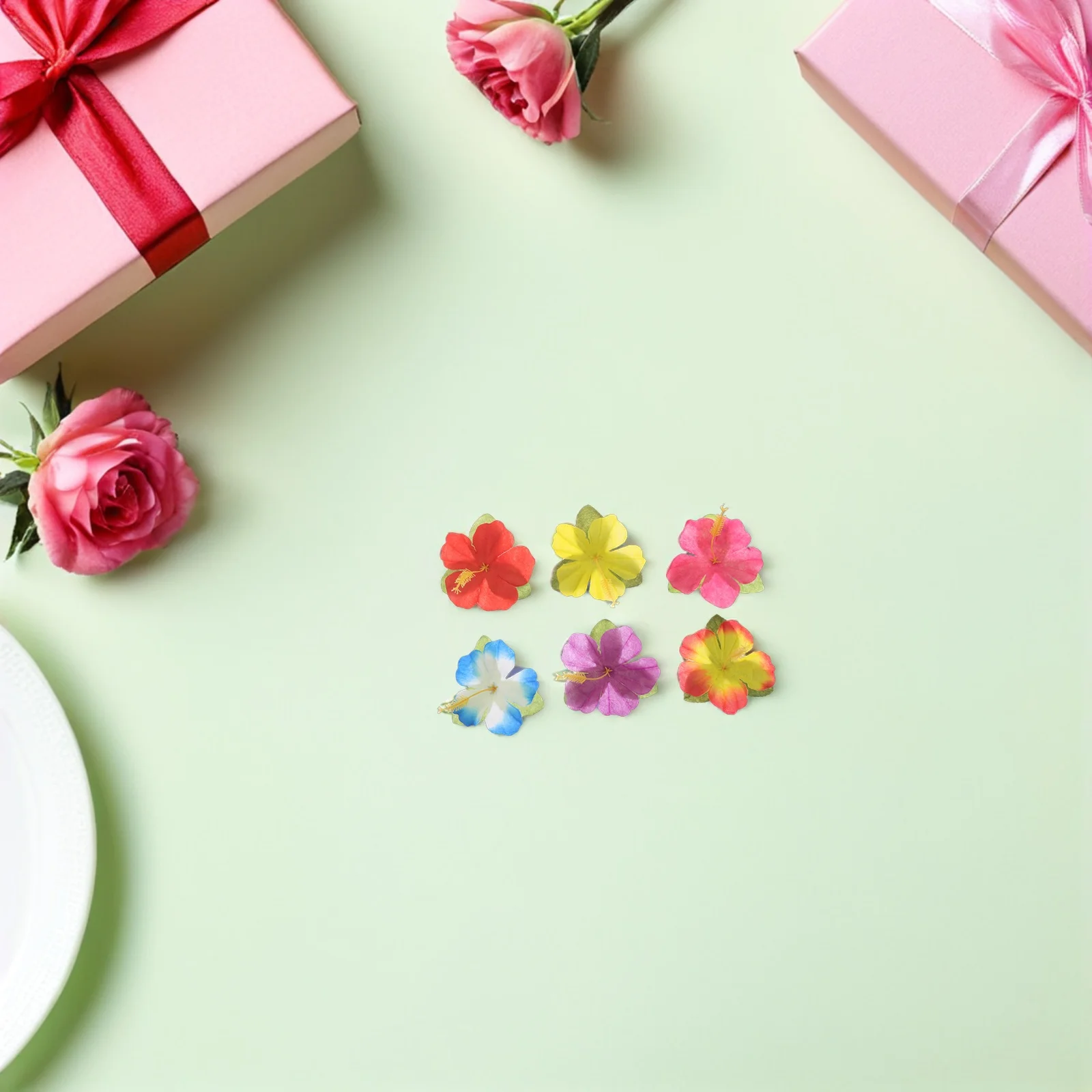 

112Pcs Artificial Monstera Faux Plants Tropical Palm Leaves Hibiscus Flowers for Hawaii Theme Party Decorations Beach Birthday