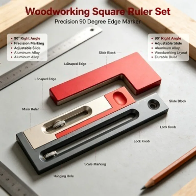 Multifunctional Table Saw Kerf Gauge Tenon Making Adjustable Block Length Compensation Tool For Woodworking Precision Layout