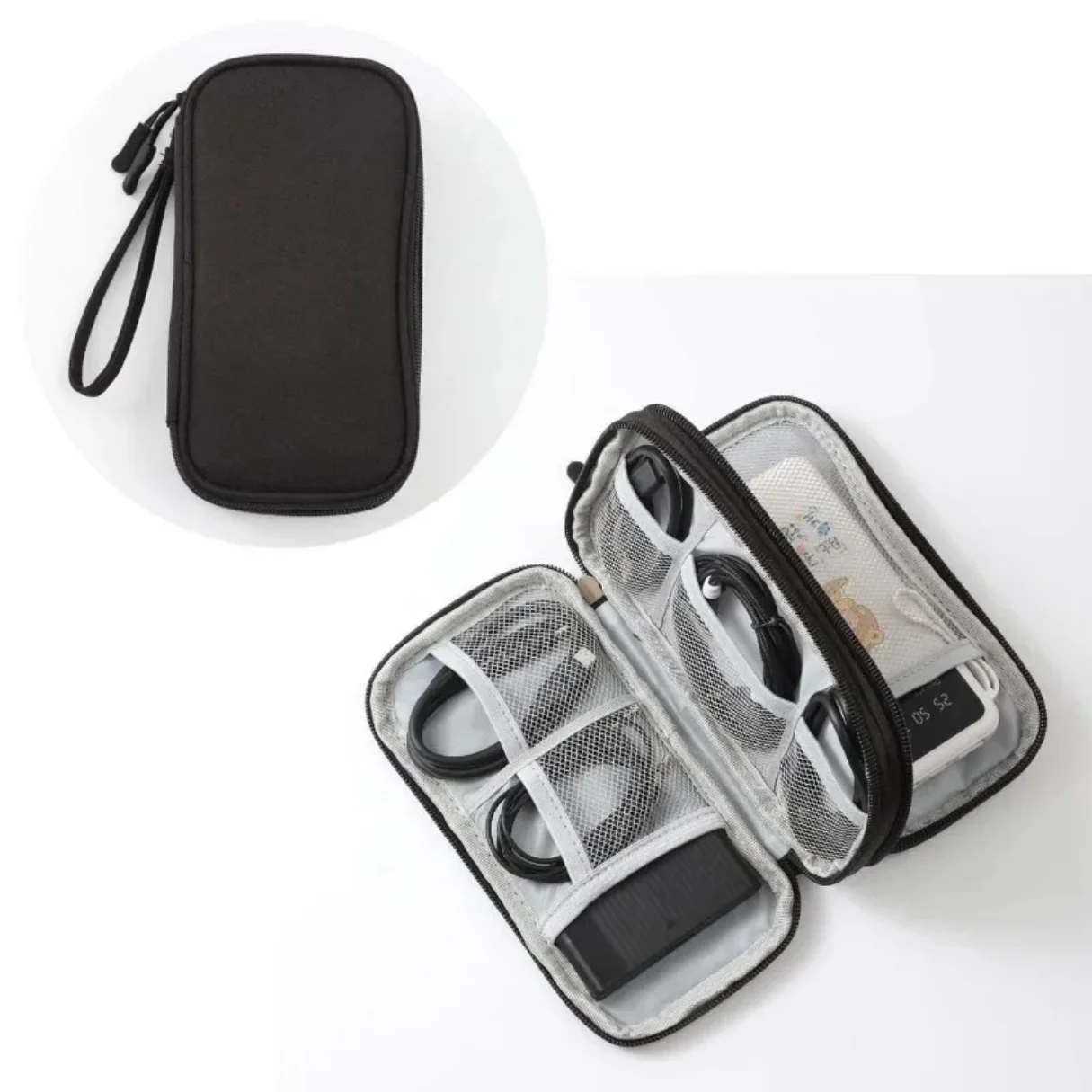 

Portable Waterproof Double Layers Storages Bags for Headset Cord Travel Organizer Bag Cable Storage Organizers Pouch Carry Case