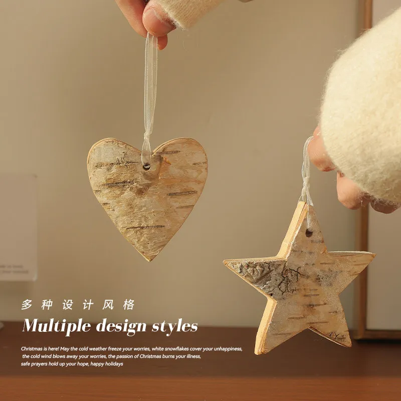 Unique Cartoon Log Craft Wooden Pendants Exquisite Small Decor For Layered Hanging Arrangement On Home Christmas Window
