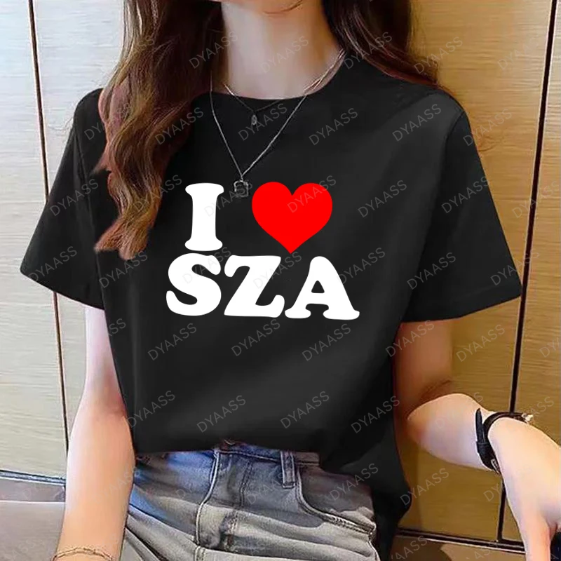 90年代のヒップホップラッパーのレトロな半袖ストリートプリント「I Love Sza Good Days」文字入りコットンTシャツ（男女兼用）