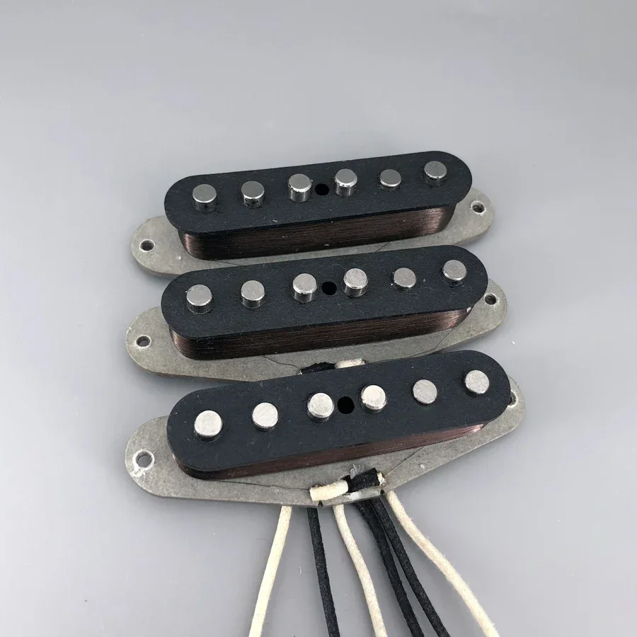 

Artfit Vintage '65 Alnico V Single Coil Electric Guitar Pickups Set Wax Wires Grey Bottom Plate N/M/B