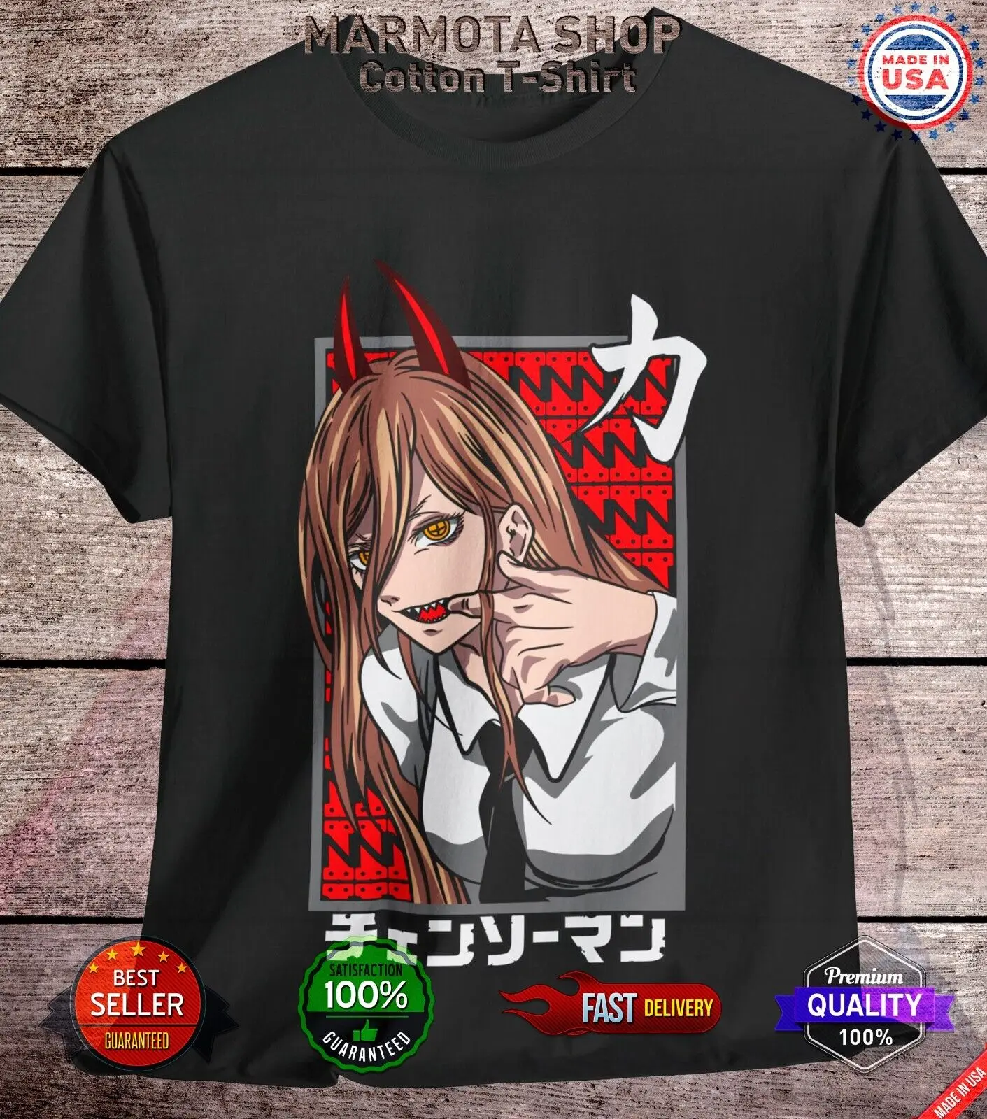 Power Waifu Ecchi Shirt Chainsaw Man Anime Tee T-Shirt Sexy Makima Kawaii Devil