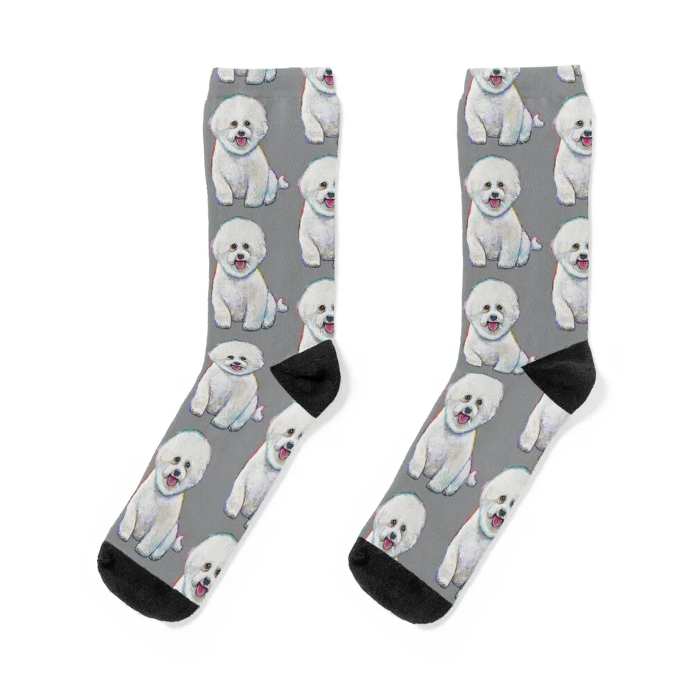 Cute and Floofy Bichon Frise by Robert Phelps Socks professional running Novelties Socks For Man Women's