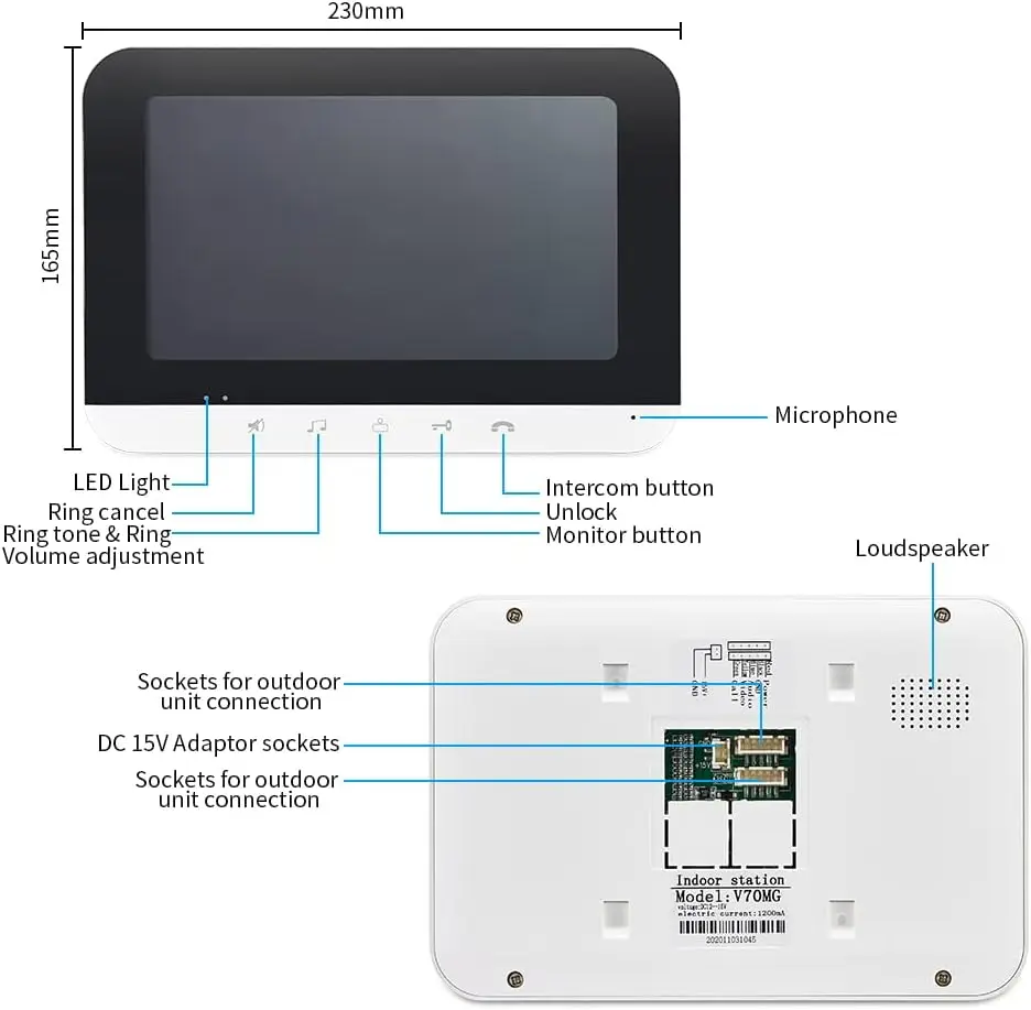 Tuya WIFI Video Intercom 7 "Türklingel Mit Kamera und Monitor Hause Türklingel Gebäude Zwei-Wege Intercom audio Remote Entsperren
