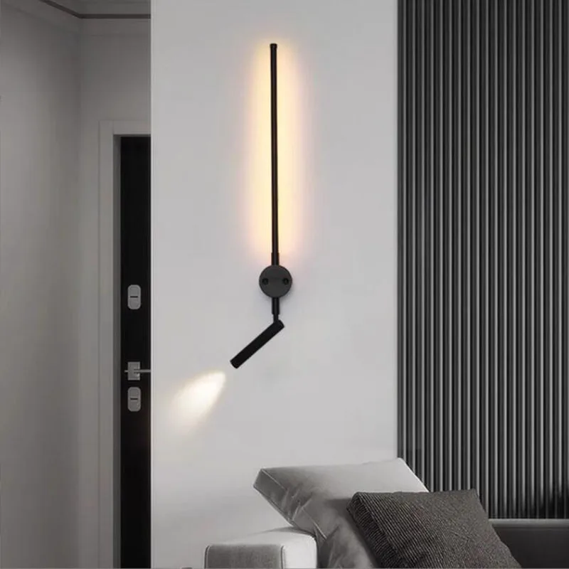 

Led Wall Lamp Modern Long Wall Light with rotating spotlight For Home Bedroom Living Room Sofa background Wall Lighting Fixture