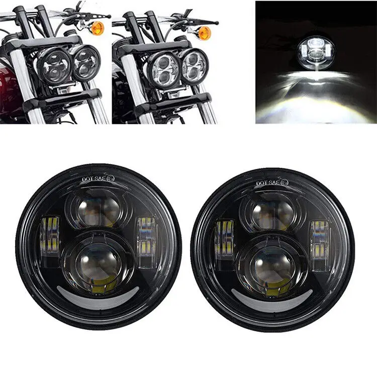 

Pair LED Scheinwerfer DRL High Low Beam für Harley Dyna Fat Bob FXDF 08-15