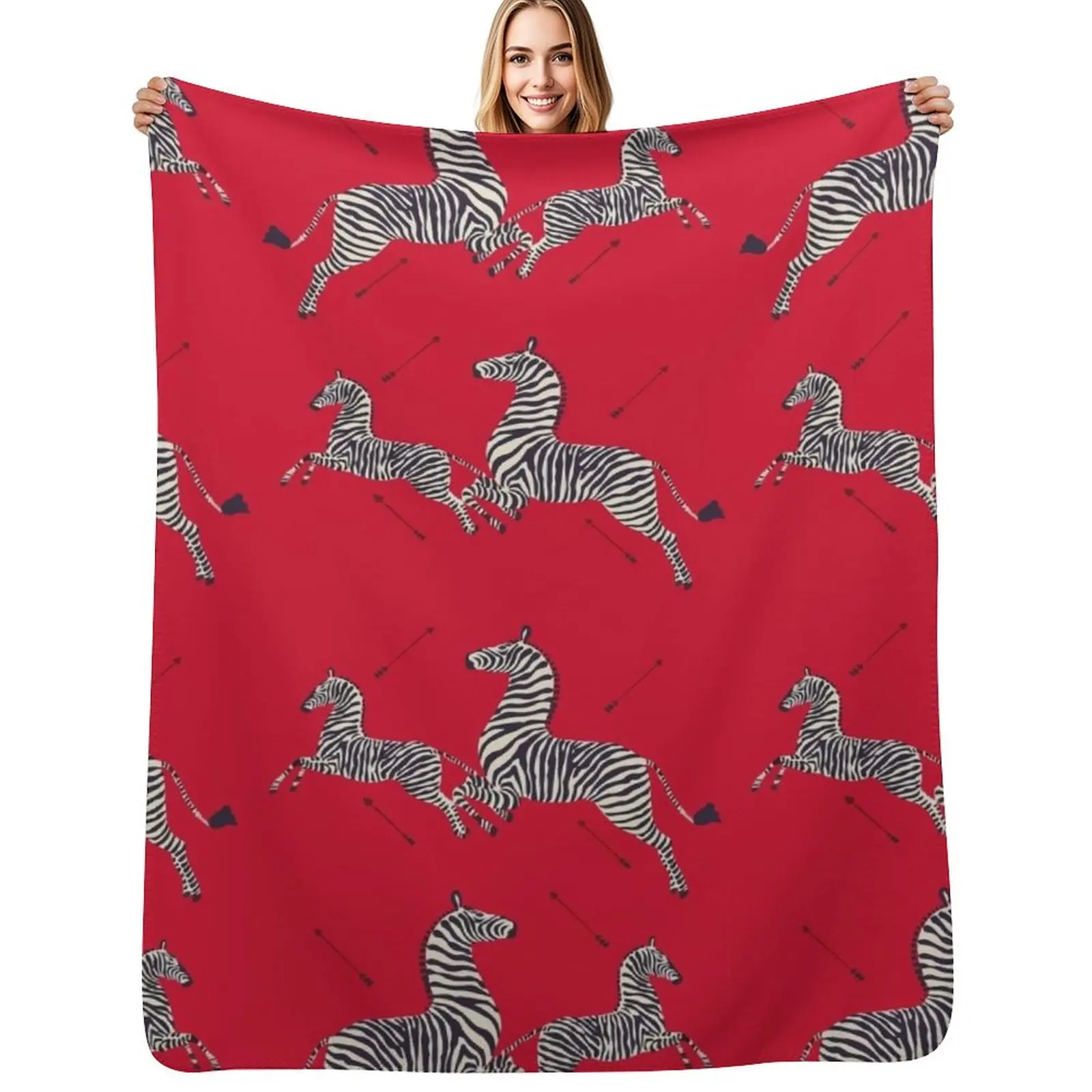 Scalamandr?? Zebra (red) / The Royal Tenenbaums Throw Blanket Air Conditioner Soft Blanket for Office Home