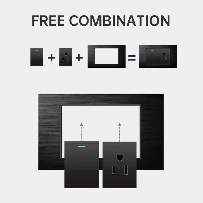 PSSRISEUS Thailand Universal L06 Wall Socket 5V 2.1A USB Type-c Fast Charger Power socket Light Switch TV TEL Computer socket