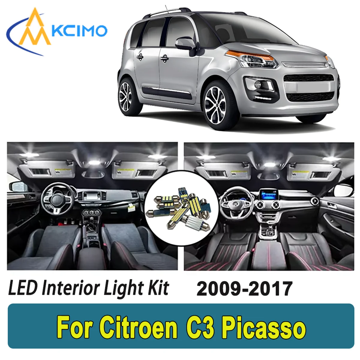 

New Light Bulb For Citroen C3 Picasso (2009-2017) Premium Bright LED Interior Dome Map Trunk Light Kit Car Led Lamps Car LED