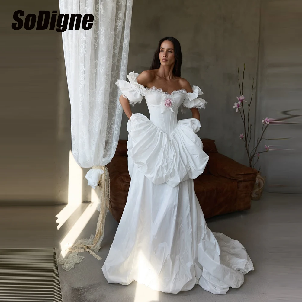 

SoDigne A-line Off Shoulder Wedding Dresses Sweetheart Taffeta Bridal Dress Church 2026 Bride Gown vestidos de novia Customized