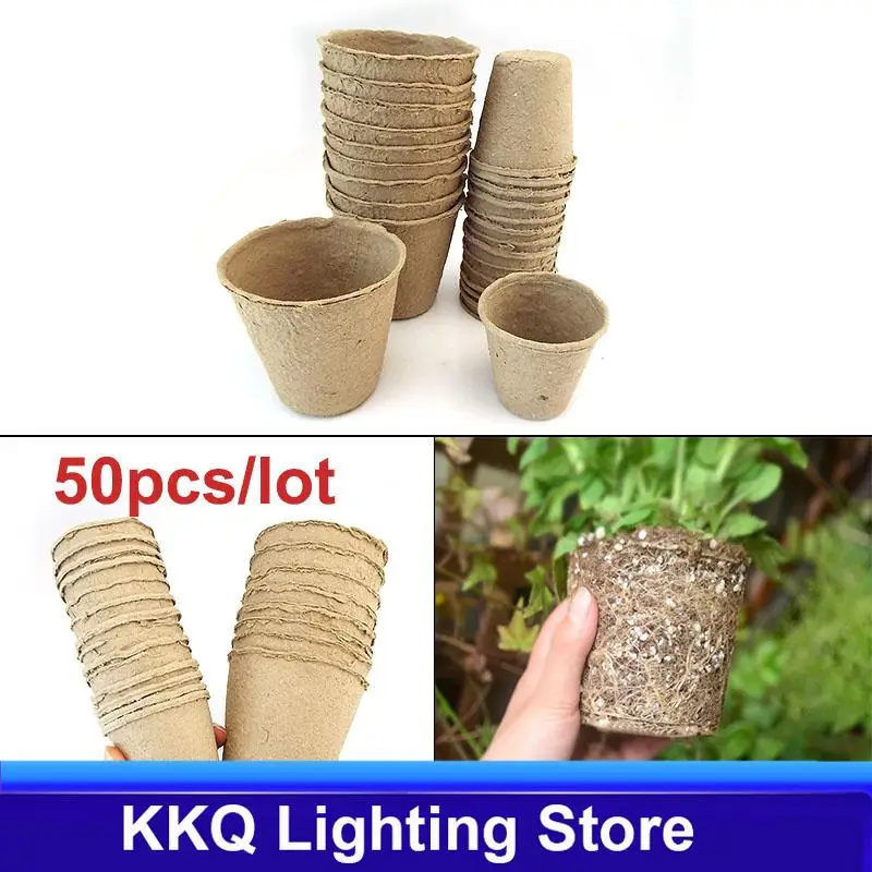 

50pcs/lot Biodegradable Nursery Pots Round Paper Peat Flower Vegetable Nursery Cup Eco-Friendly Garden Supplies K5