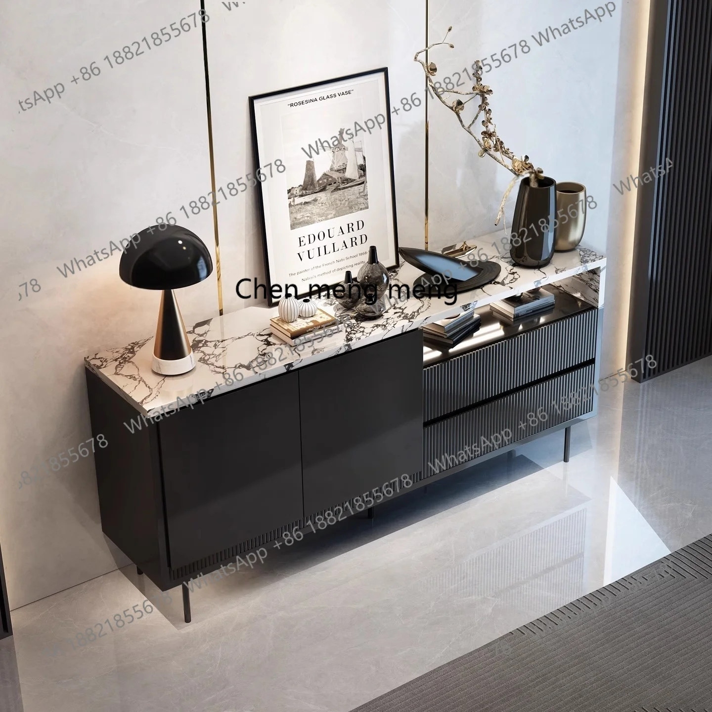 

Italian minimalist solid wood dining side cabinet, living room home wall locker, modern simple retro style porch cabinet