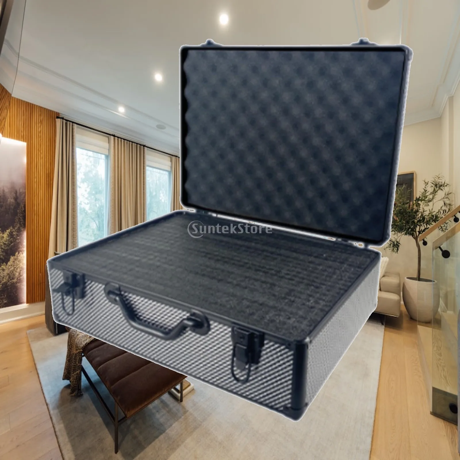 Hand Carrying Case Storage Case Lockable Travel Case Organizer with Sponge Lining for Cameras Outdoor Household Appliances
