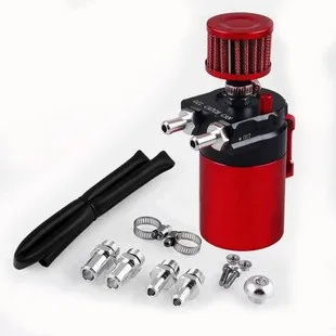 Engine Oil Catch Can with Air Filter Flat Head Waste Oil Recovery Reservoir for Car Motor Tunin