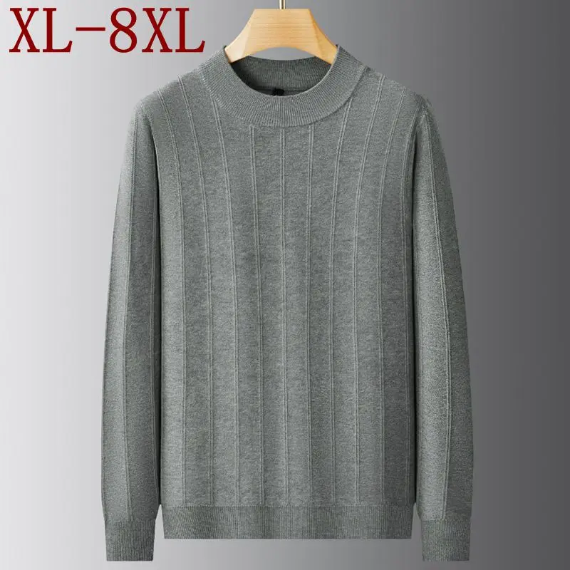 8XL 7XL 6XL 2026 New Fall Winter High End Luxury Thin Wool Sweater Man Half Turtleneck Knitwear For Man Soft Warm Pullovers