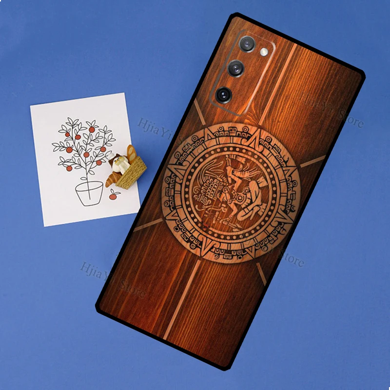 Mayan Calendar Wood Pattern For Samsung Galaxy S21 S20 FE Ultra S10 S10e S9 S8 Plus Note 10 Note 20 Ultra Phone Case