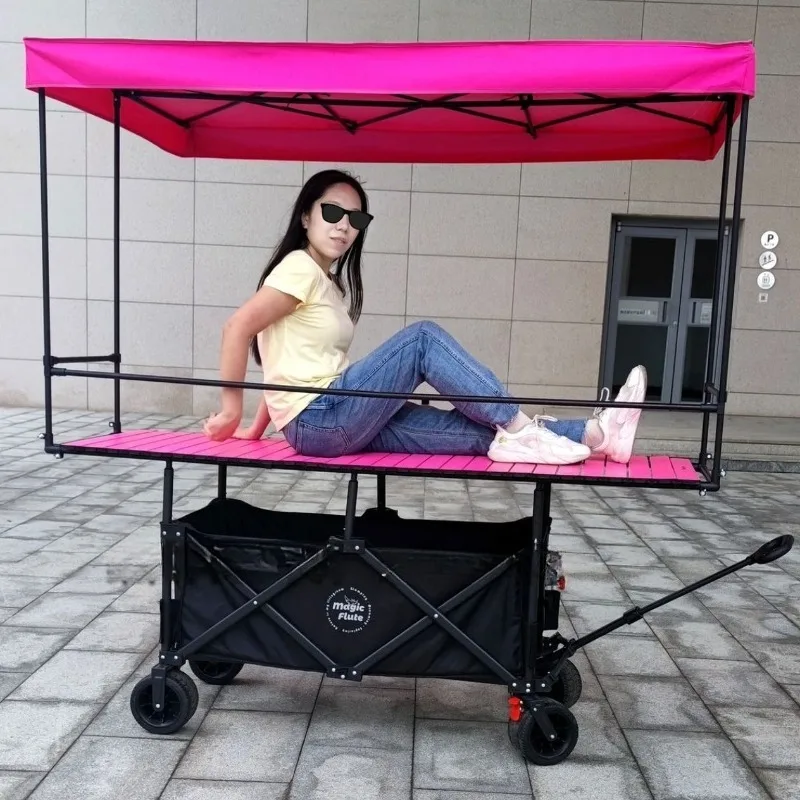 Sunshade Removable Hiking Trolley Outdoor Portable Folding Camping Trolley Household Transporting Sundries Camping Equipment