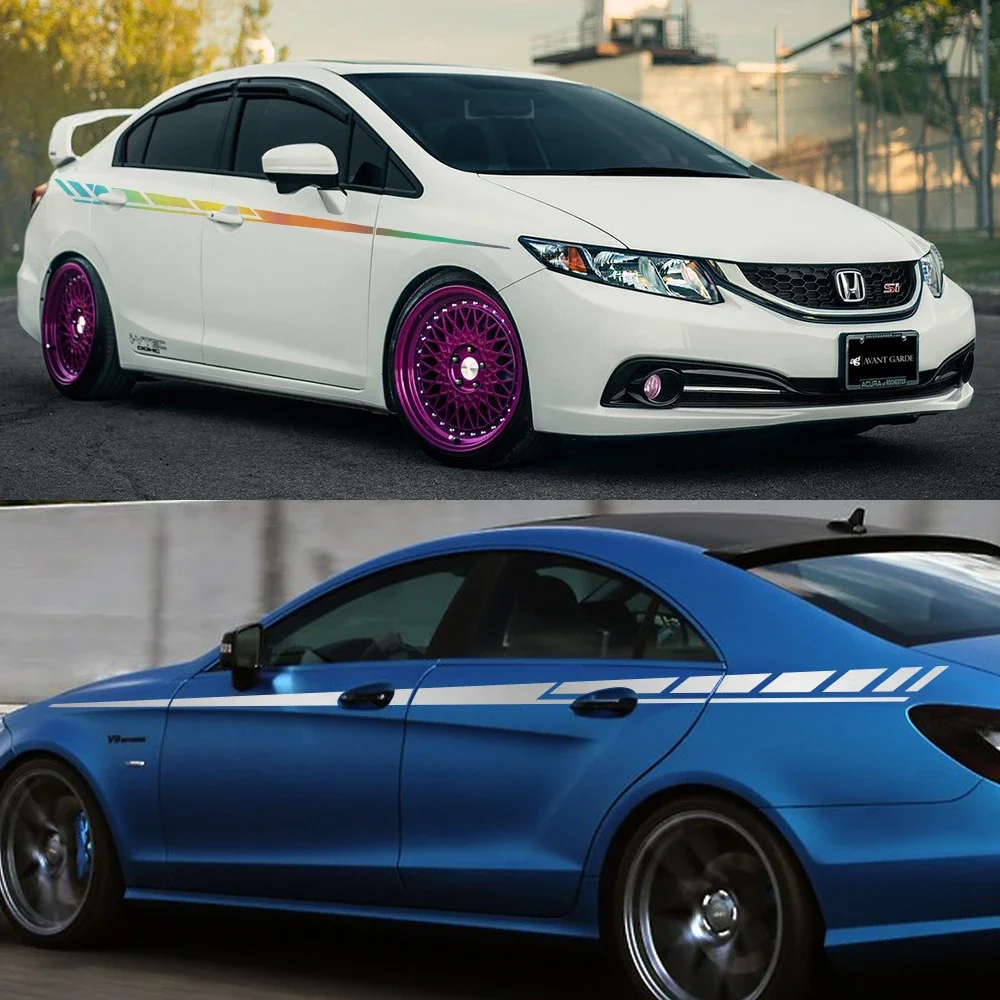 

2PCS Car Waist Line Stickers Long Stripes Graphics Sport Styling Vinyl Film Decals Tuning Accessories Auto SUV Body Decoration