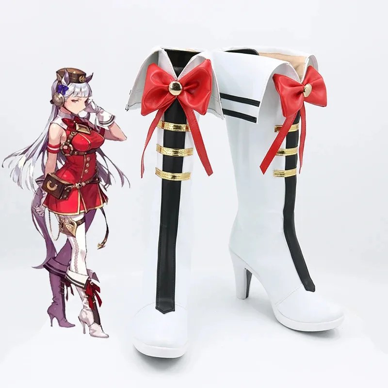 

Pretty Derby Gold Ship Cosplay Shoes Boots Halloween Anime White Cosplay Shoes