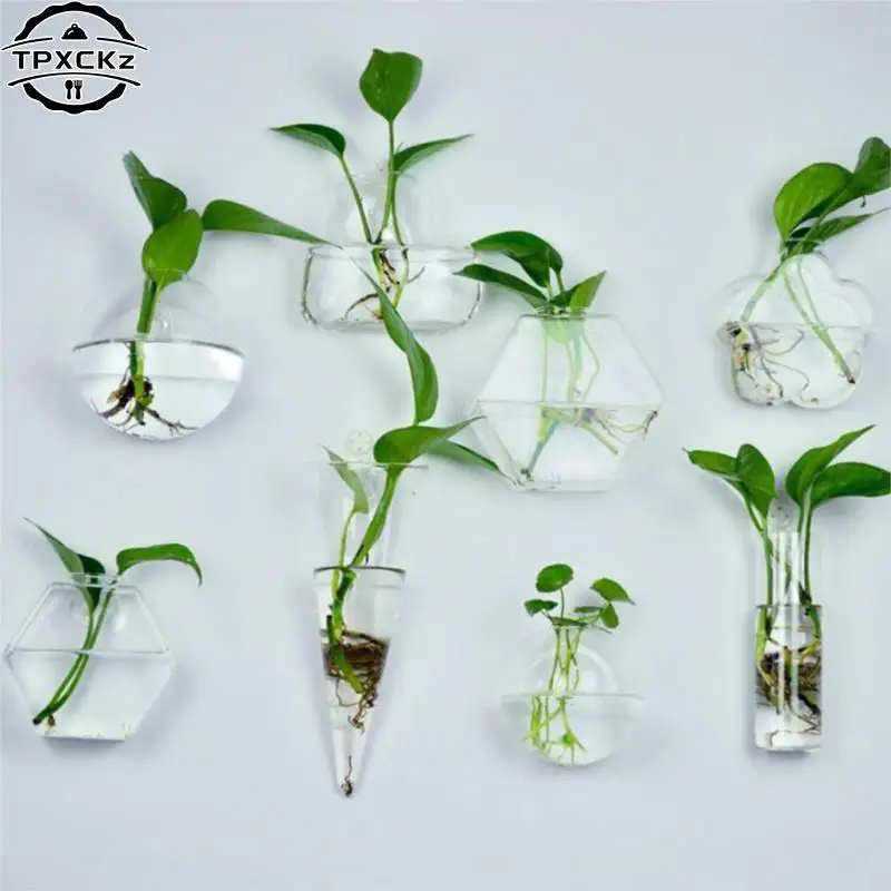 Creative Wall Hanging Glass Vase Hydroponic Plant Vase Wall Fish Tank Aquarium Container Flower Planter Pot Home Decor