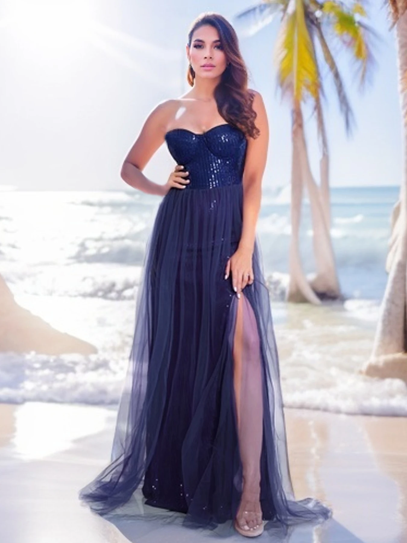 فستان Romagic مثير بدون حمالات بدون أكمام لحفلات أعياد الميلاد فستان الأميرة مطرز بدون ظهر شبكي لحفلات الكوكتيل والحفلات الراقصة 2025