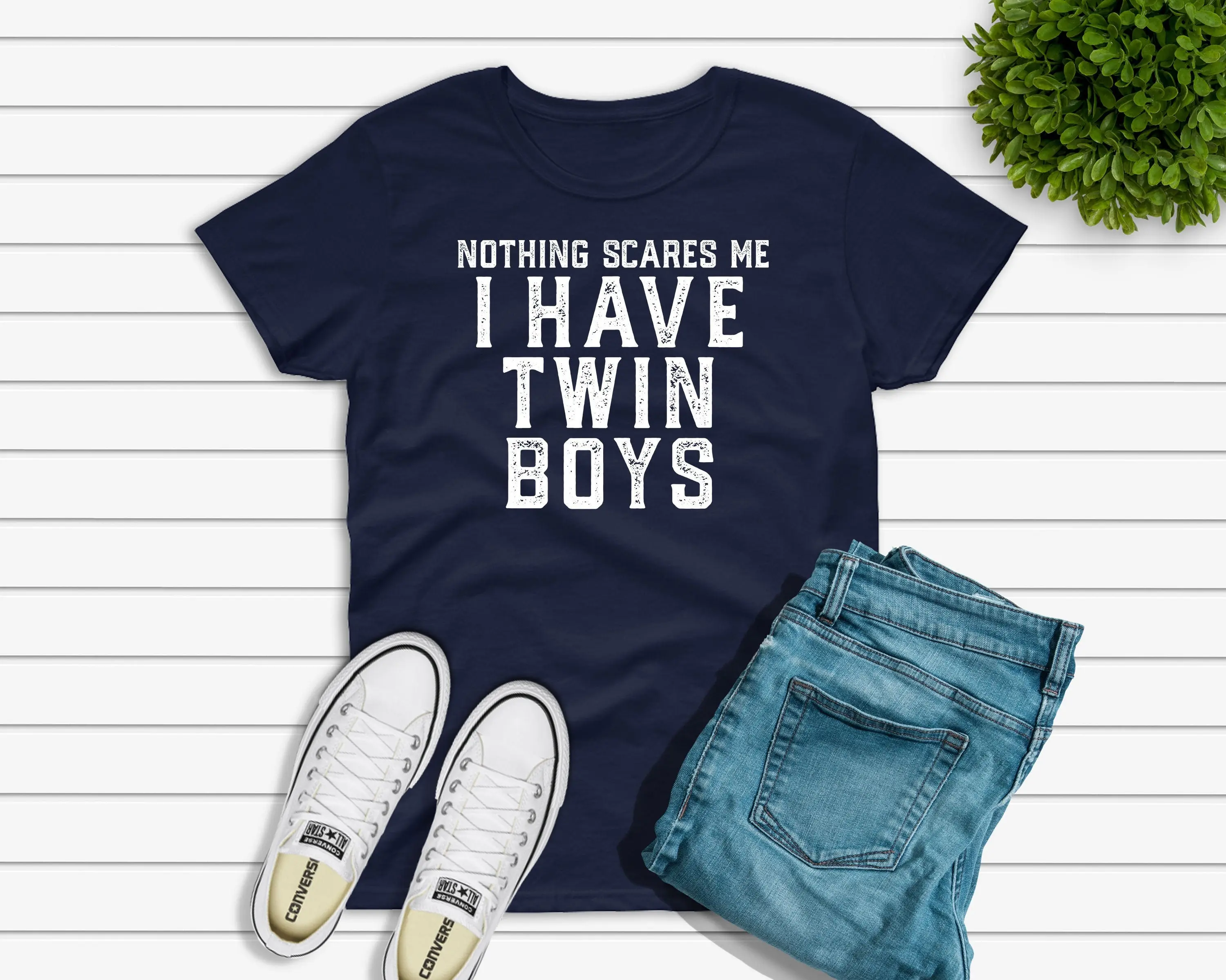 Nothing Scares Me I Have Twin Boys T Shirt Funny Father'S Day For Dad Of Sons