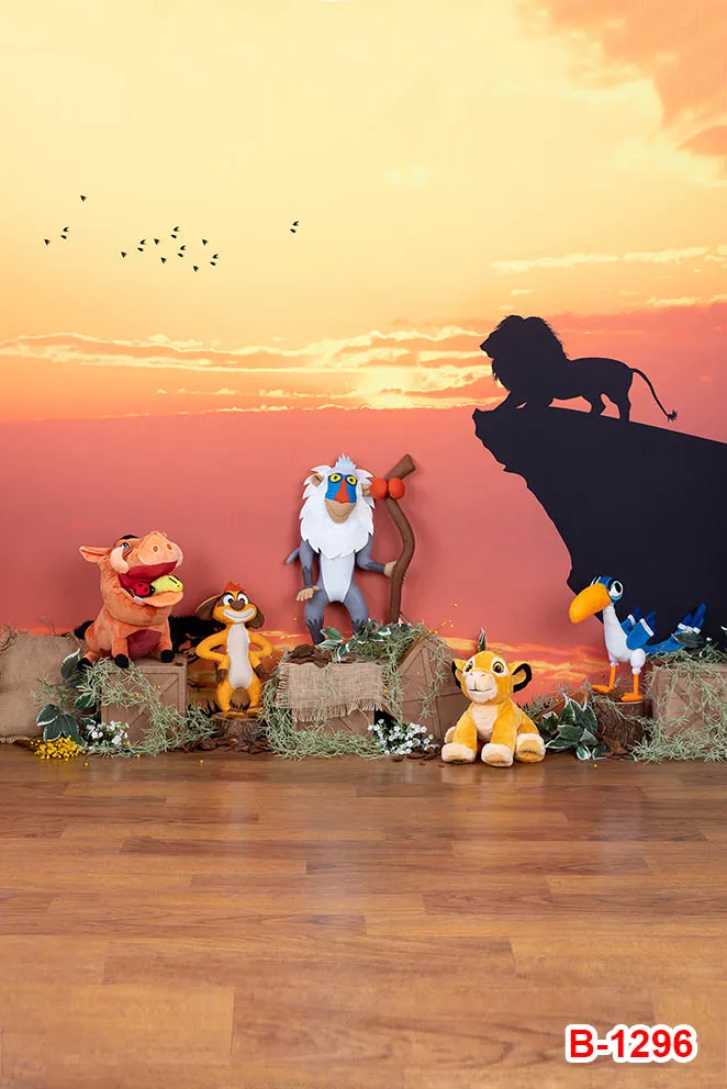 Simba latar belakang raja singa untuk fotografi Studio foto latar belakang pesta ulang tahun Safari hutan daun hijau anak laki-laki