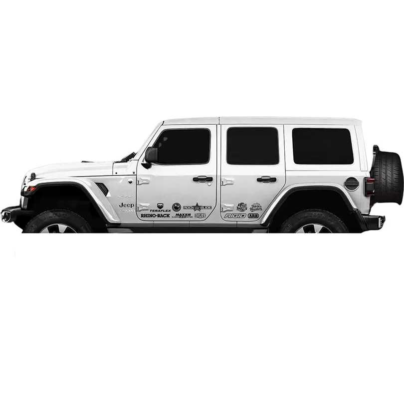 

Door Side Skirt Logo Letter Sticker Graphics Wrap Vinyl Film Accessories Decal for Jeep Wrangler JL 2018 2019 2021 2022 2023