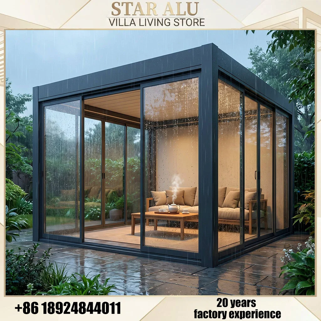 Modern Aluminum Louvered Roof Pergola Waterproof Outdoor Sunshade Gazebo Pavilion for Garden Patio Backyard Terrace
