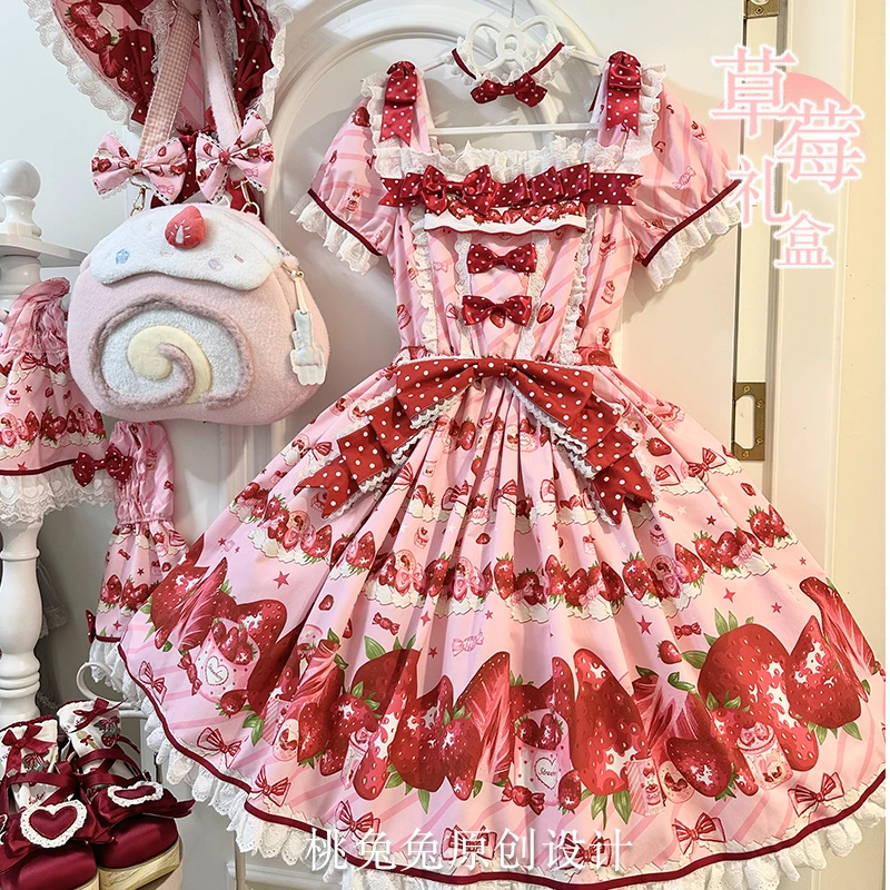 

Original Design Op Strawberry Lolita Sweet Lolita Dress Japanese Cute Princess Student Campus Tea Party Dress