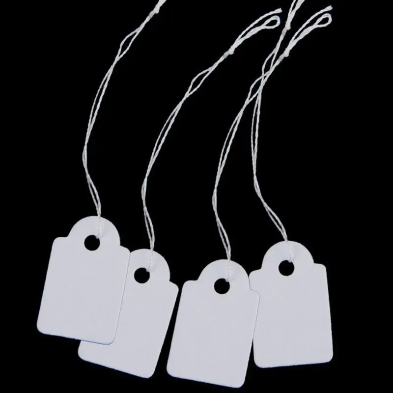 500 Pcs Jewelry Strung Pricing Price Tags with String Silver Merchandise Cloth Label Price Label