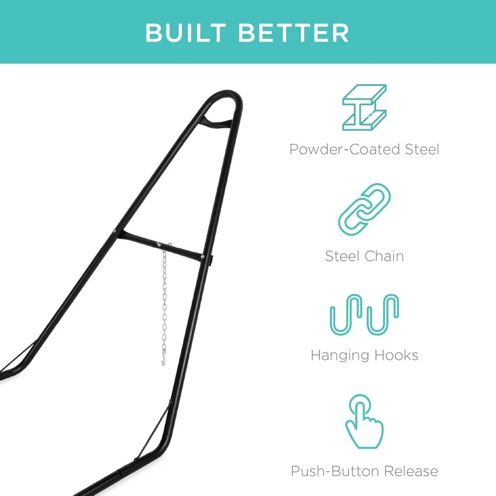 조절 가능한 휴대용 해먹 스탠드, 야외 파티오, 내후성 스틸, 9-14 피트 해먹, 행잉 후크 포함