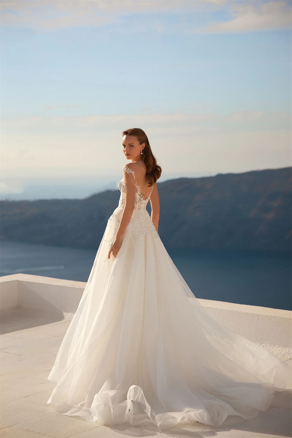 Abiti da sposa personalizzati 2024 abiti da sposa senza schienale con scollo tondo a-line abiti eleganti Appliques senza schienale Vestidos De Novia 2023